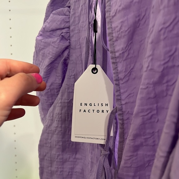 NWT English Factory Lavendar back tie Jacquard Puff Dress - Picture 5 of 9